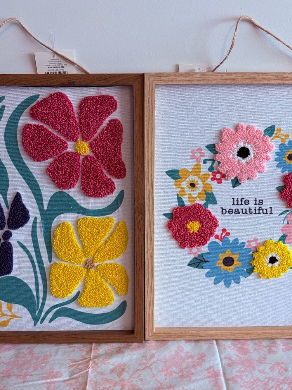 Old East Main Co. Framed Floral Fiber Art Set Multicolor